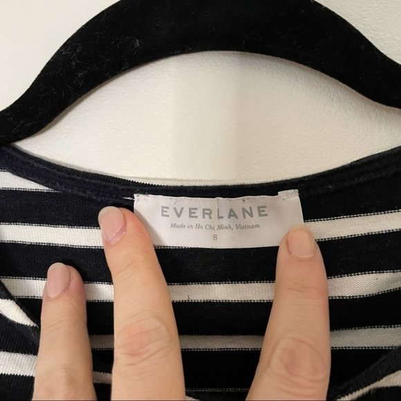 Everlane black and white stripe Breton 3/4 sleeve dress size S - Picture 7 of 9